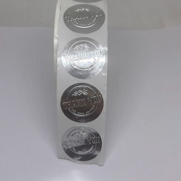 500 Pieces/roll 2.5CM Thank You For Ordering Sticker Gift Silver Label Stickers - Picture 1 of 3